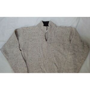 Mens M Carraig Donn 100% NEW Wool 1/4 Zip NWT pullover sweater oatmeal medium